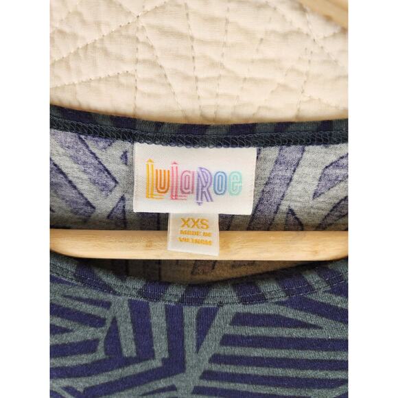 LuLaRoe Irma Women's Shirt Blue & Gray Geometrical Design Size XXS - Picture 3 of 4